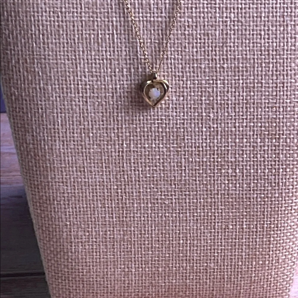 1/20th 14kt GF Gold Heart Necklace with Center Opal